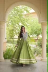 Lw 9347 Cotton With Thread Embroidered Work Navratri Gown